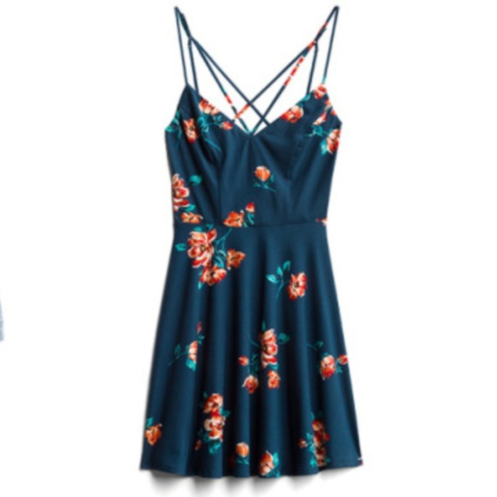 Navy Blue Floral Dress